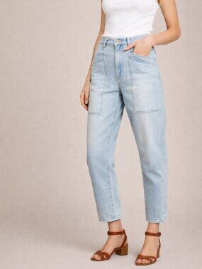 Veronica Beard Charlie Barrel Leg High Rise Jeans Air Wash Size 29